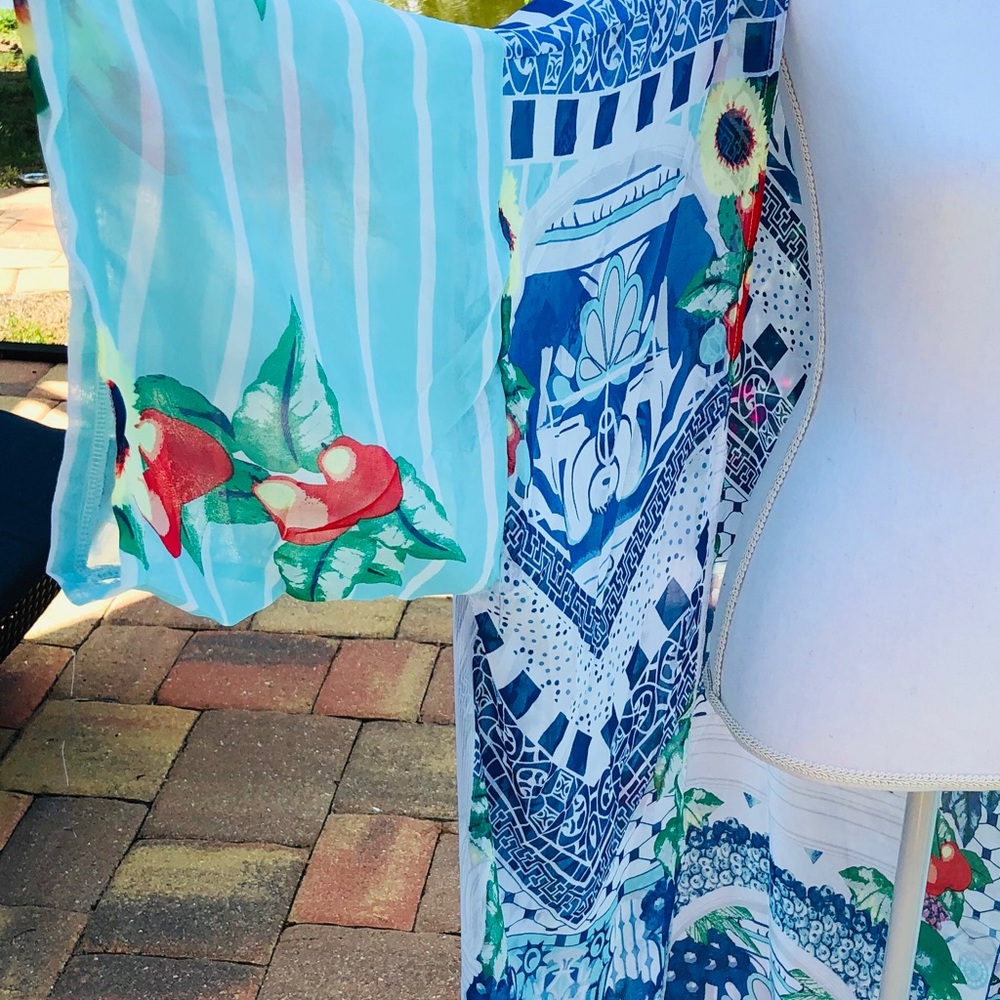 Ciao Bella Maxi Kimono Coverup Duster Swim Blue - Picture 7 of 8